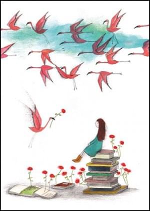 Ode aan lezen; flamingo's, Miriam Bouwens