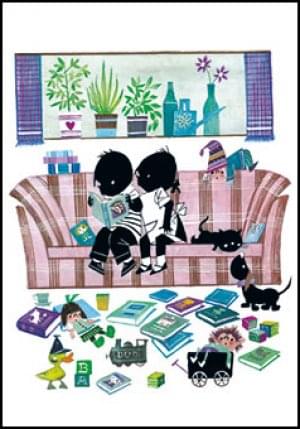 Jip en Janneke lezen op de bank, Fiep Westendorp