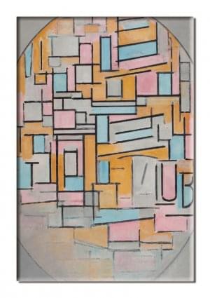 Koelkastmagneet: Composition in Oval with Color Planes 2, Piet Mondriaan, Kunstmuseum Den Haag