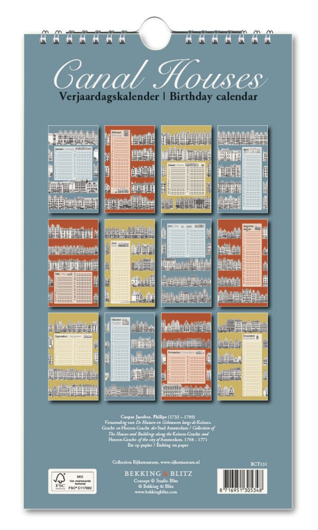 Verjaardagskalender: Canal Houses, Caspar Philips Jacobszoon, Collection Rijksmuseum Amsterdam