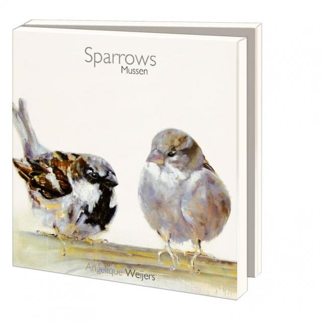 Kaartenmapje met env, vierkant: Sparrows, Angelique Weijers