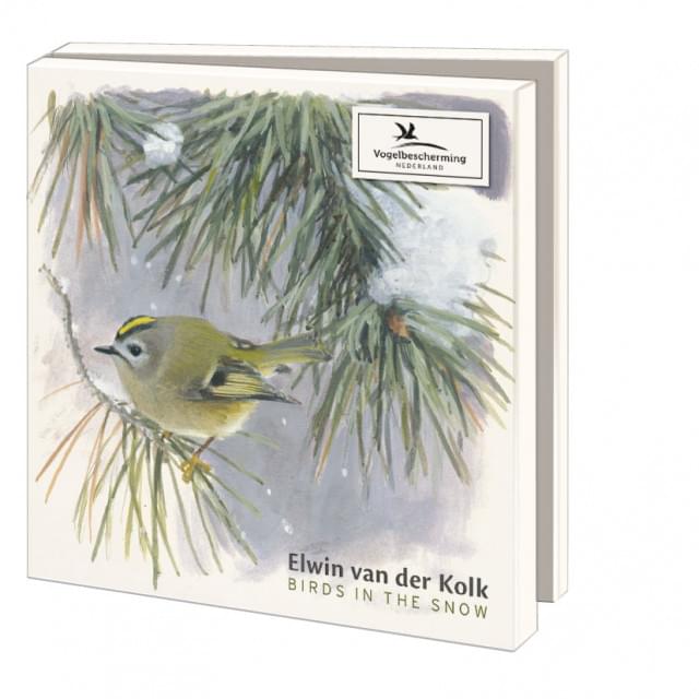 Kaartenmapje met env, vierkant: Birds in the Snow, Elwin van der Kolk, Vogelbescherming Nederland