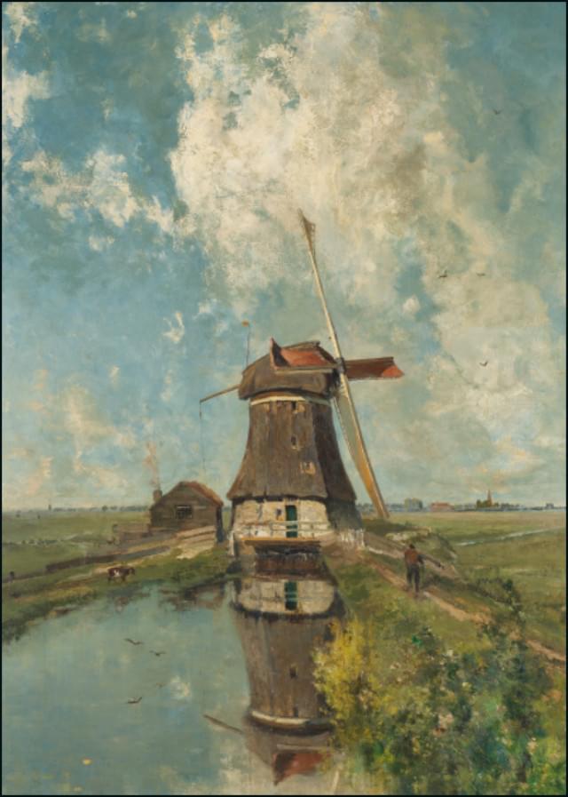 Een molen aan een poldervaart, Paul Joseph Constantin Gabriël, Collection Rijksmuseum Amsterdam