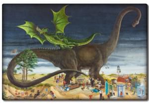 Koelkastmagneet: Draak en dinosaurus (alfabet), Charlotte Dematons