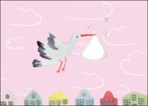 Ooievaar met baby (meisje), Joelle Wehkamp