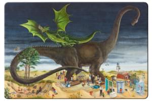 Placemat: Draak en dinosaurus (alfabet), Charlotte Dematons