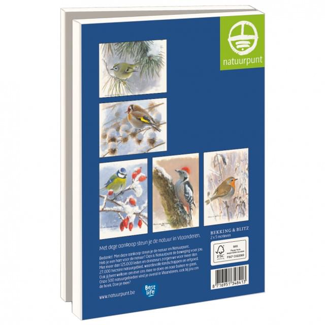 Kaartenmapje met env, groot: Wintervogels, Elwin van der Kolk, Natuurpunt