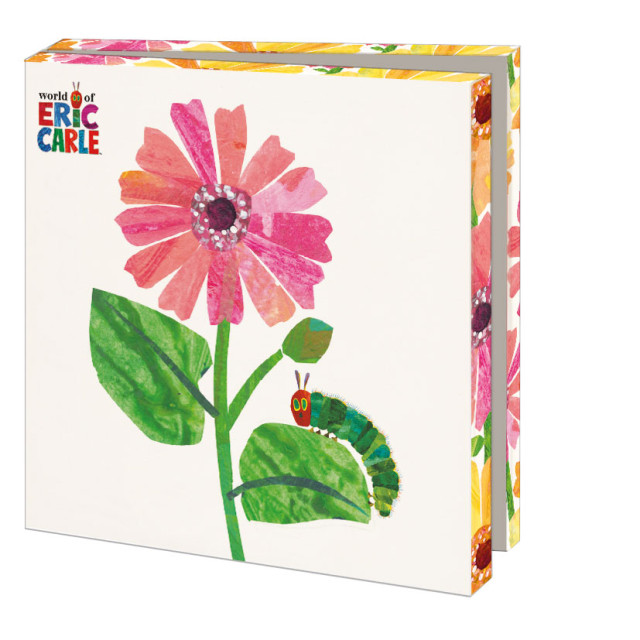 Kaartenmapje met env, vierkant: Flowers, The very hungry caterpillar, Eric Carle
