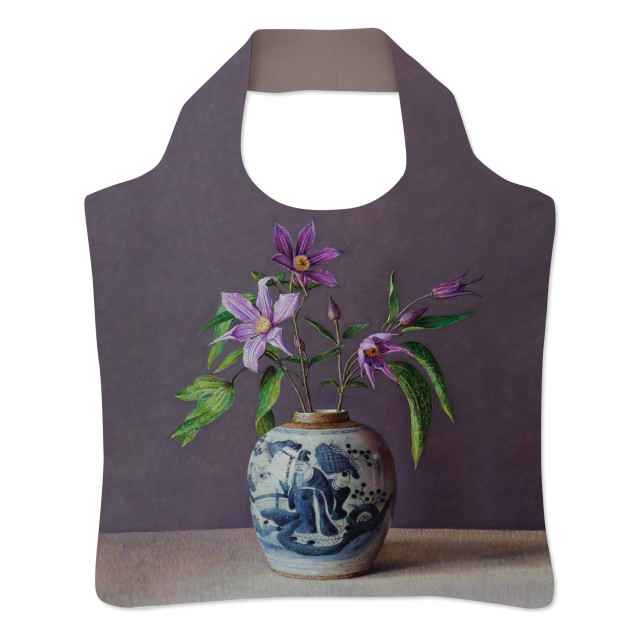 Vouwtas: Clematis in Chinese pot, Ingrid Smuling