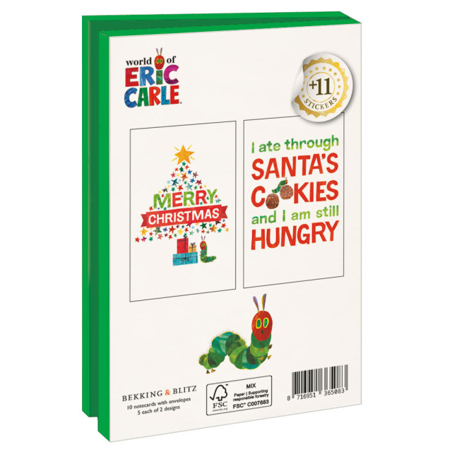 Kaartenmapje met env, klein: Merry Christmas, The very hungry Caterpillar, Eric Carle