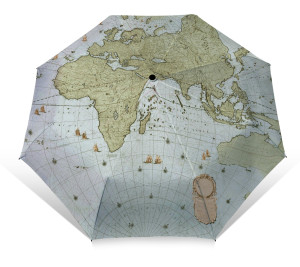 Vouwparaplu: Wandkaart van de wereld door Joan Blaeu, Het Scheepvaartmuseum