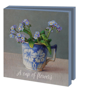 Kaartenmapje met env, vierkant: A cup of flowers, Ingrid Smuling