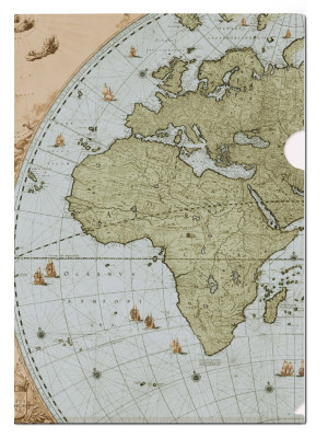L-mapje A4 formaat: Wandkaart van de wereld door Joan Blaeu, Het Scheepvaartmuseum