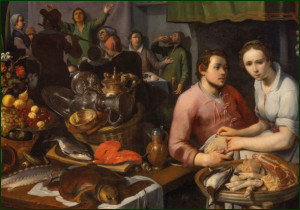 Keukenstuk met vrolijk gezelschap, Cornelis Cornelisz van Haarlem, Het Frans Hals Museum