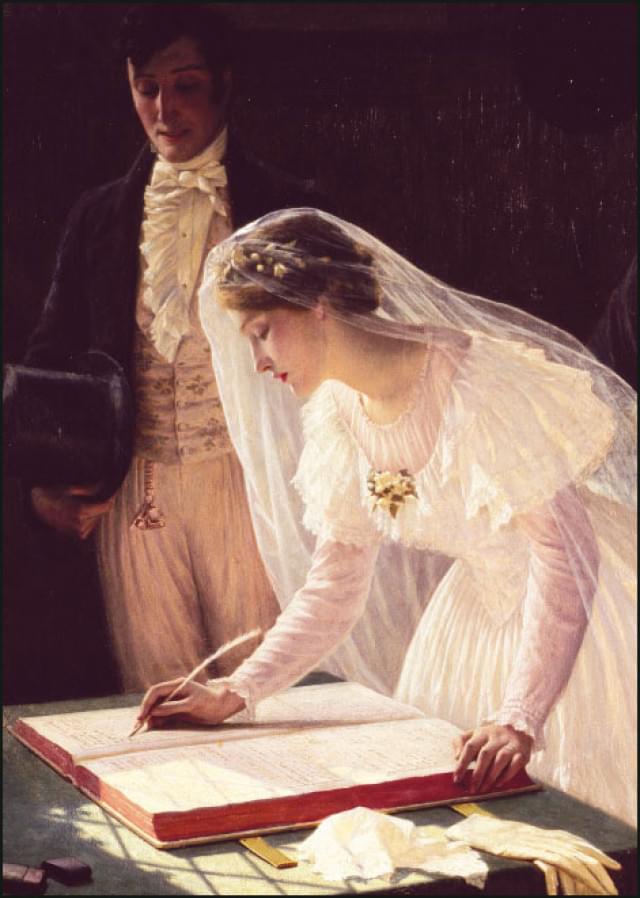 Signing the register, Edmund Blair Leighton