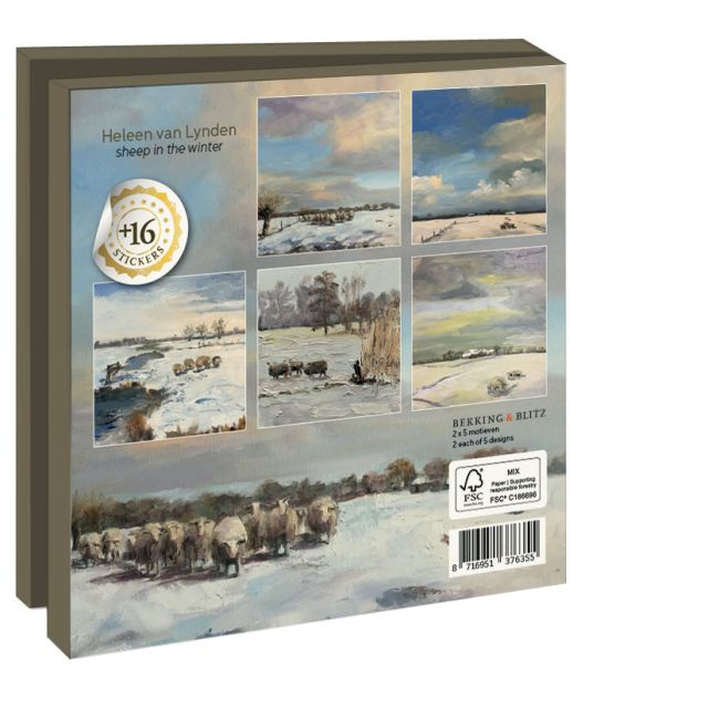 Kaartenmapje met env, vierkant: Sheep in the winter, Heleen van Lynden