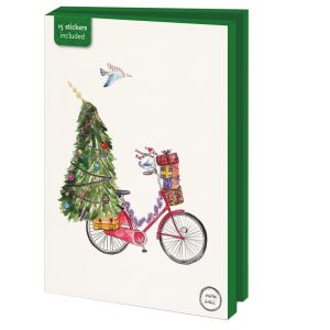 Kaartenmapje met env, groot:  Kerstboom op fiets, Maartje Bodt