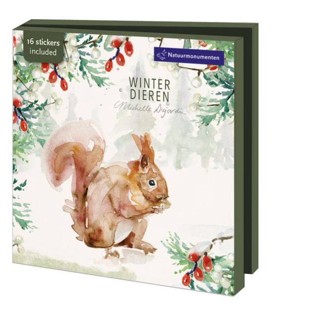 Kaartenmapje met env, vierkant: Winter Animals, Michelle Dujardin, Natuurmonumenten