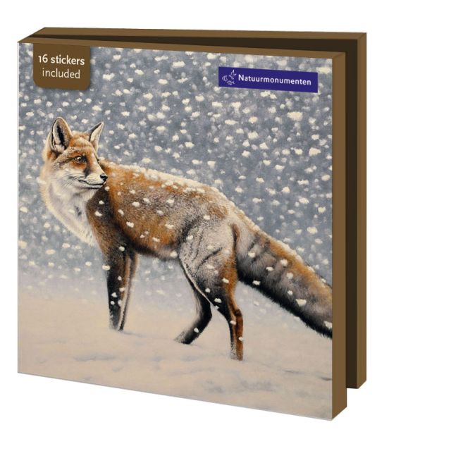 Kaartenmapje met env, vierkant: Dieren in de Sneeuw, Hans Bulder, Natuurmonumenten