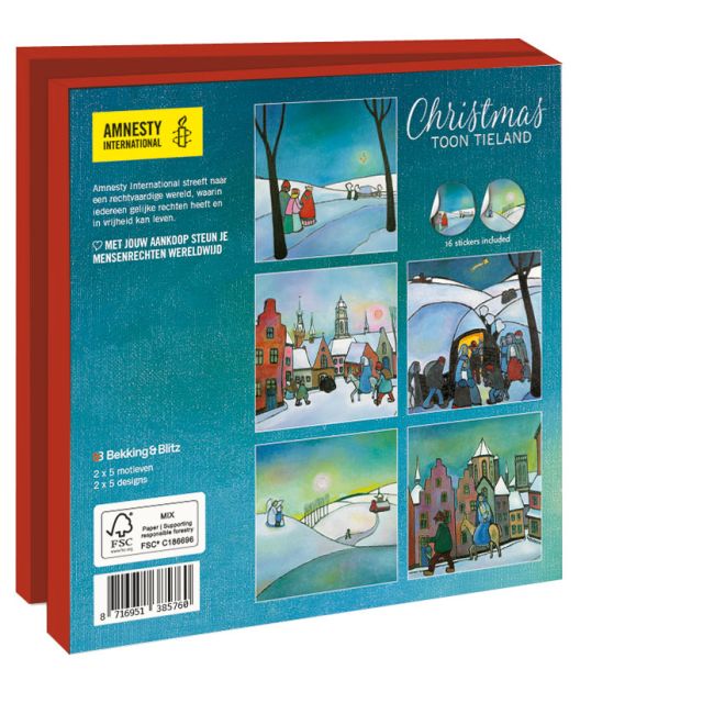 Kaartenmapje met env, vierkant: Christmas, Toon Tieland, Amnesty International