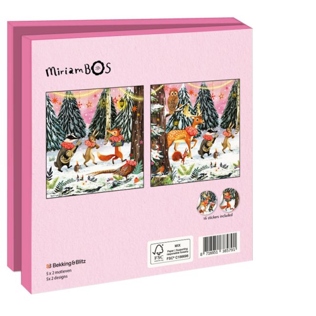 Kaartenmapje met env, vierkant: Winter Woodland Parade, Miriam Bos