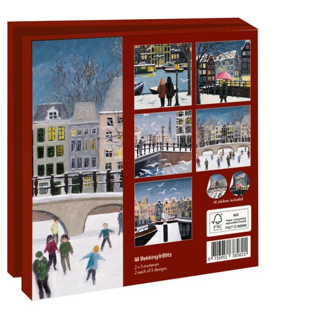 Kaartenmapje met env, vierkant: Winter Canals, Laetitia de Haas