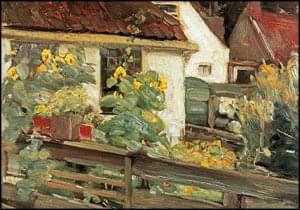 Small garden with sunflowers, Max Liebermann