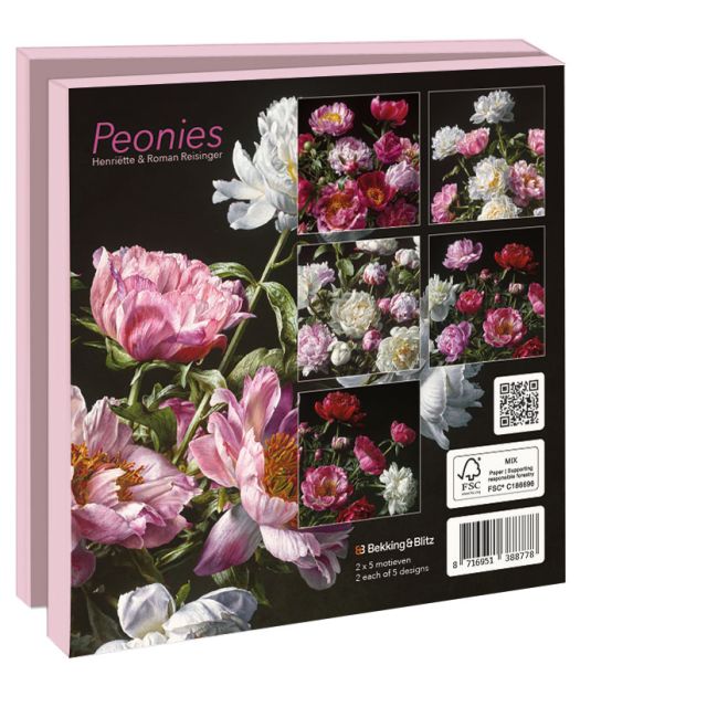Kaartenmapje met env, vierkant: Peonies, Henriëtte & Roman Reisinger