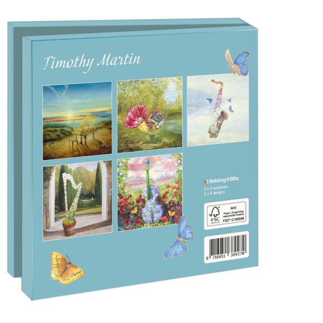 Kaartenmapje met env, vierkant:Floral instruments, Timothy Martin