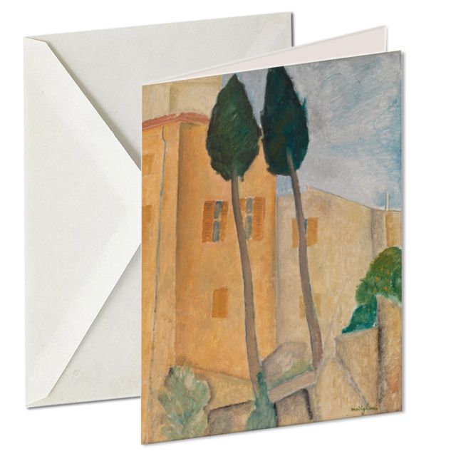 Cypressen en huizen, Amedeo Modigliani