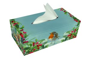 Tissuebox houder: A Robin’s Winter, Elwin van der Kolk, Vogelbescherming Nederland