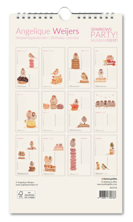 Geburtstagskalender: Sparrows party, Angelique Weijers