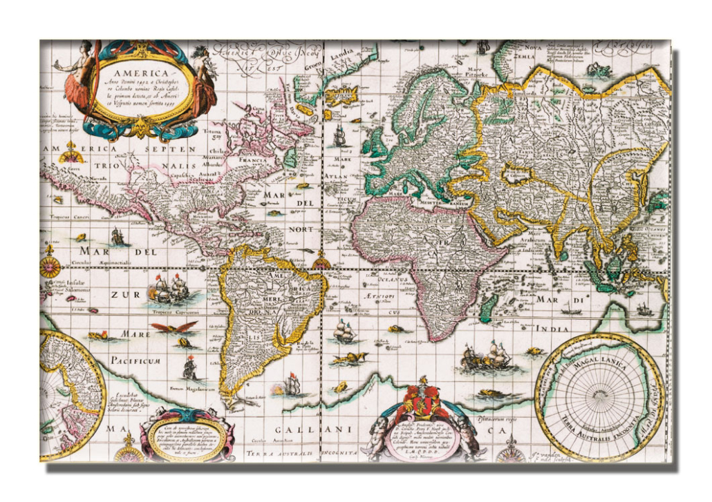 Kühlschrankmagnet: Wereldkaart Blaeu, Scheepvaartmuseum