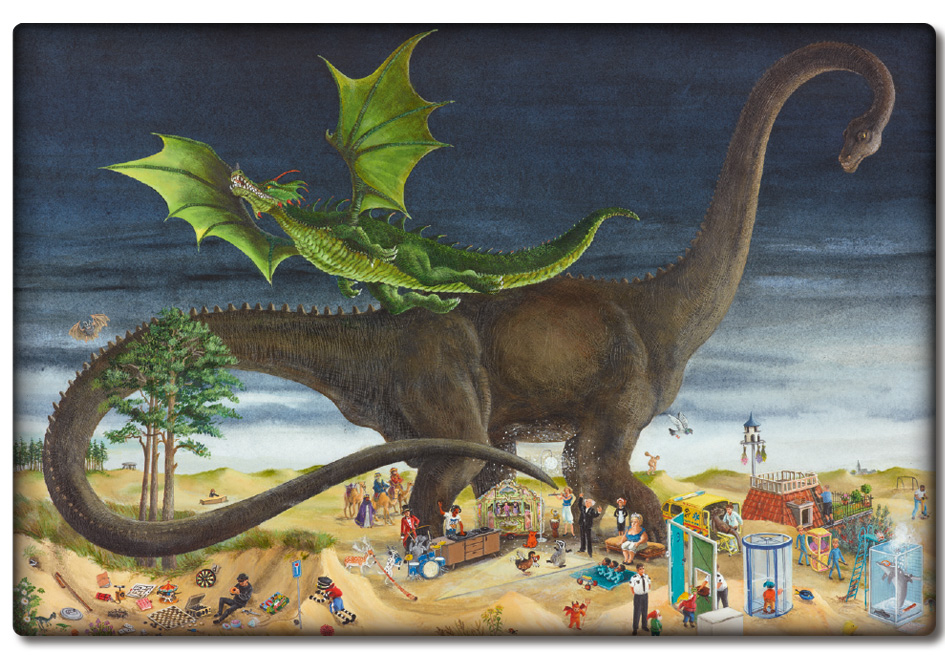 Kühlschrankmagnet: Draak en dinosaurus, Charlotte Dematons