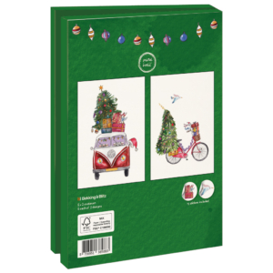 Grußkartenbox mit Umschläge: Kerstboom op fiets, Maartje Bodt