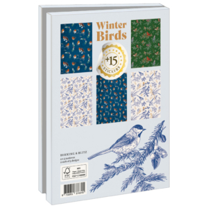 Grußkartenbox mit Umschlägen – Groß: Wintervögel