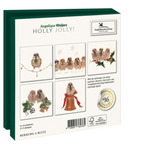 Grußkartenbox mit Umschläge – Quadratisch: Holly Jolly, Angelique Weijers, Vogelbescherming NL