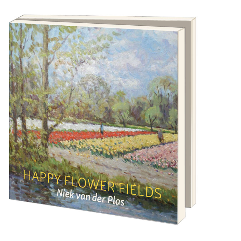 Grußkartenbox mit Umschläge – Quadratisch: Happy flower fields, Niek van der Plas