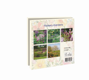 Grußkartenbox mit Umschläge – Quadratisch: Flowery Gardens, De tuinen in demen