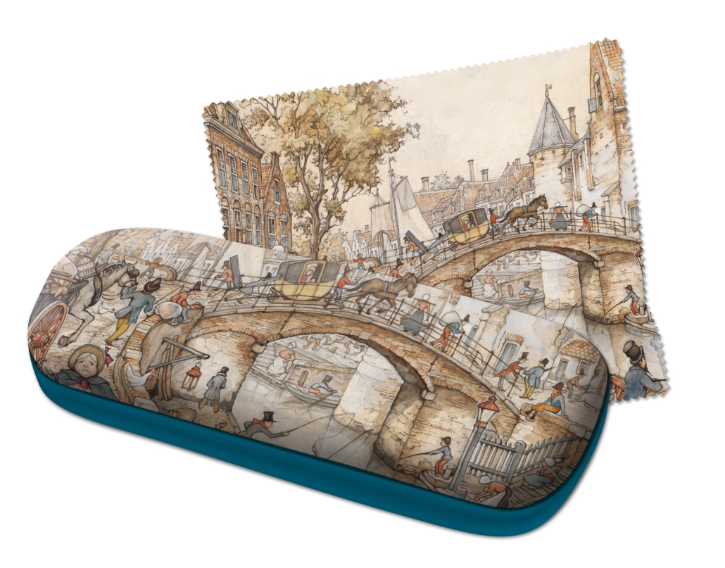 Brillenetui mit Putztuch: Stadsgezicht, Anton Pieck