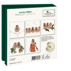 Grußkartenbox mit Umschläge – Quadratisch: Holly Jolly, Angelique Weijers, Vogelbescherming NL