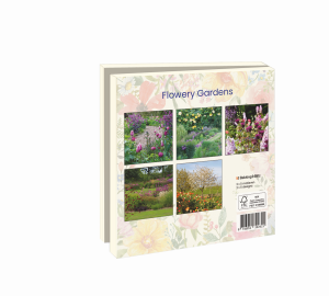 Grußkartenbox mit Umschläge – Quadratisch: Flowery Gardens, De tuinen in demen